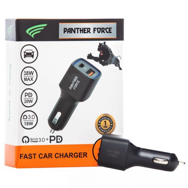 Panther Force 18W Type-C Dual Car Charger